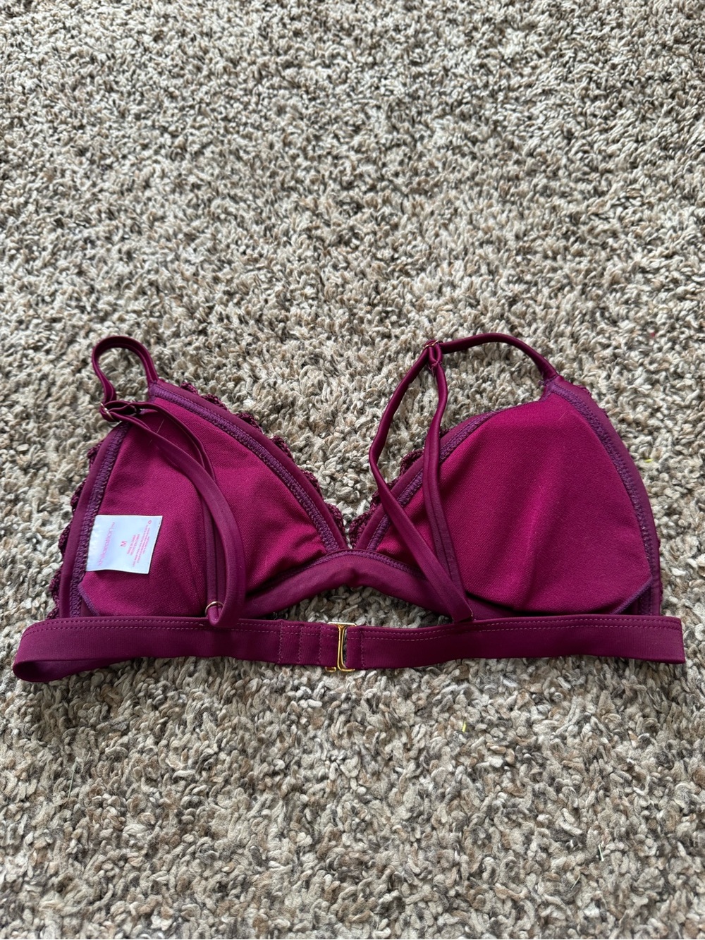 Xhilaration Crochet Triangle Bikini Top in Wine - Picture 2 of 2